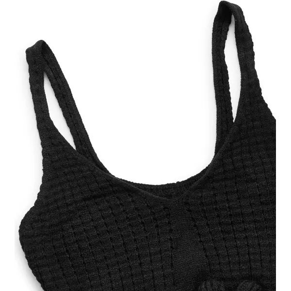 SweatyRocks Women's Casual Knit Top Sleeveless Ruffle Hem V Neck Peplum Crop Tank Top