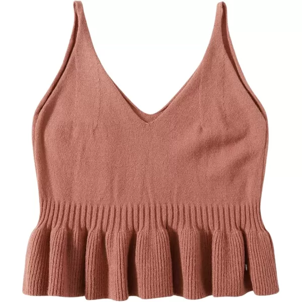 SweatyRocks Women's Casual Knit Top Sleeveless Ruffle Hem V Neck Peplum Crop Tank Top