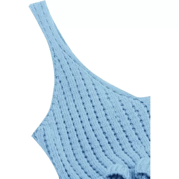 SweatyRocks Women's Casual Knit Top Sleeveless Ruffle Hem V Neck Peplum Crop Tank Top