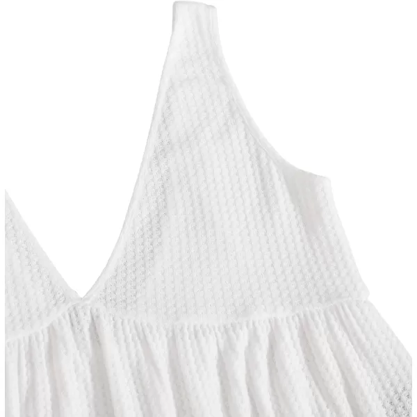 SweatyRocks Women's Casual Knit Top Sleeveless Ruffle Hem V Neck Peplum Crop Tank Top