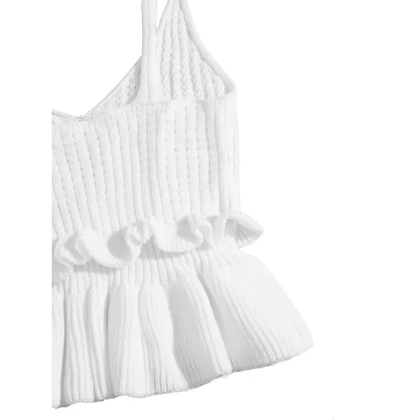SweatyRocks Women's Casual Knit Top Sleeveless Ruffle Hem V Neck Peplum Crop Tank Top