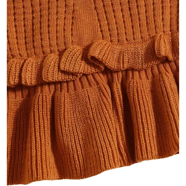 SweatyRocks Women's Casual Knit Top Sleeveless Ruffle Hem V Neck Peplum Crop Tank Top
