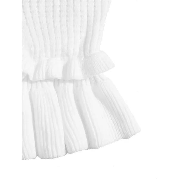SweatyRocks Women's Casual Knit Top Sleeveless Ruffle Hem V Neck Peplum Crop Tank Top