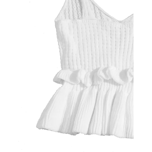 SweatyRocks Women's Casual Knit Top Sleeveless Ruffle Hem V Neck Peplum Crop Tank Top