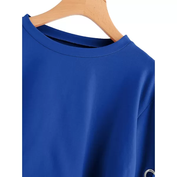 SweatyRocks Women's Casual Lace Up Long Sleeve Pullover Crop Top Sweatshirt
