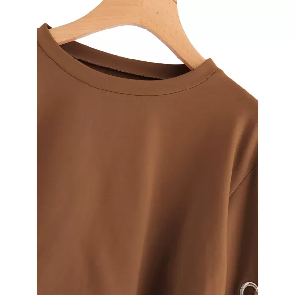 SweatyRocks Women's Casual Lace Up Long Sleeve Pullover Crop Top Sweatshirt