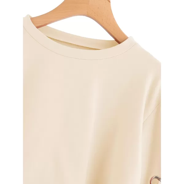 SweatyRocks Women's Casual Lace Up Long Sleeve Pullover Crop Top Sweatshirt