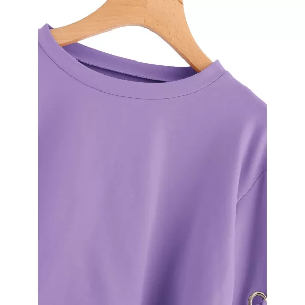 SweatyRocks Women's Casual Lace Up Long Sleeve Pullover Crop Top Sweatshirt