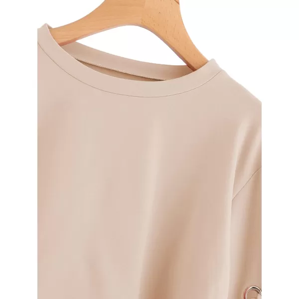 SweatyRocks Women's Casual Lace Up Long Sleeve Pullover Crop Top Sweatshirt