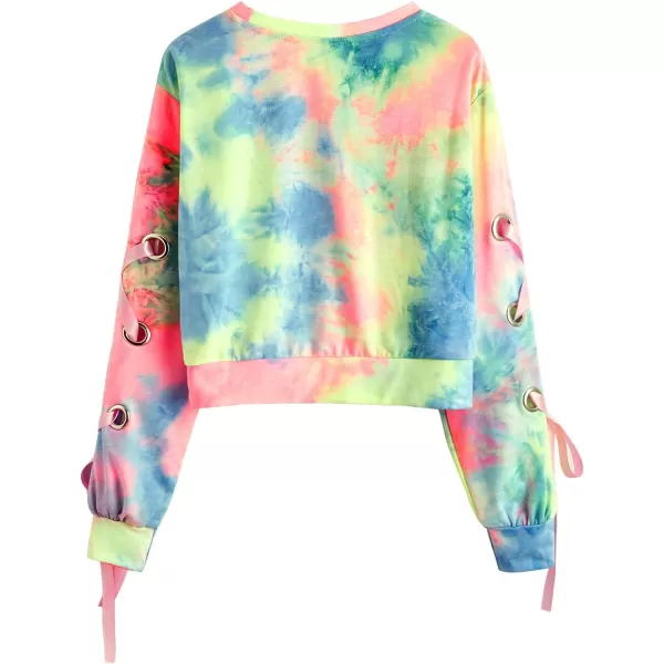 SweatyRocks Women's Casual Lace Up Long Sleeve Pullover Crop Top Sweatshirt