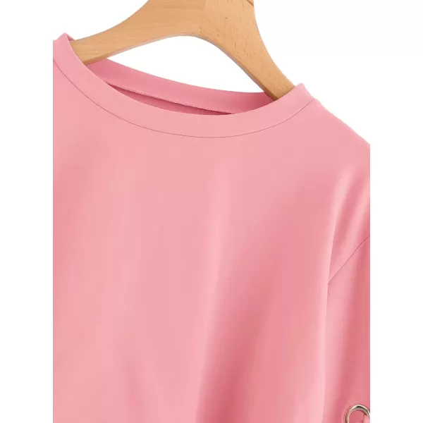 SweatyRocks Women's Casual Lace Up Long Sleeve Pullover Crop Top Sweatshirt