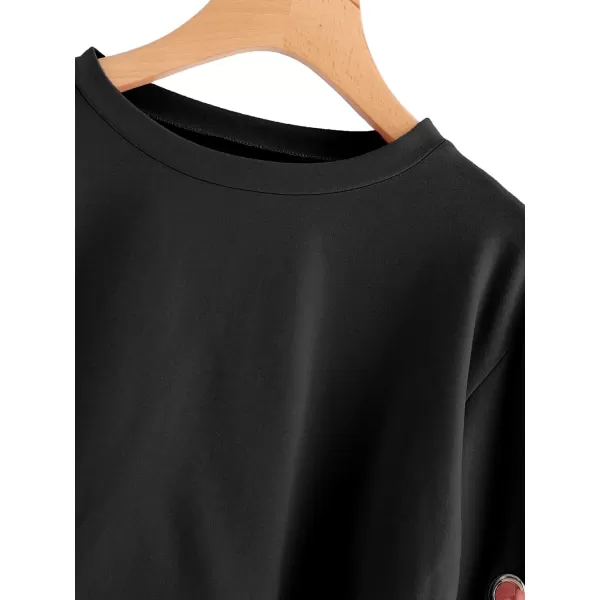 SweatyRocks Women's Casual Lace Up Long Sleeve Pullover Crop Top Sweatshirt