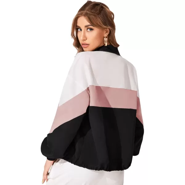 SweatyRocks Women's Casual Lightweight Color Block Bomber Jacket