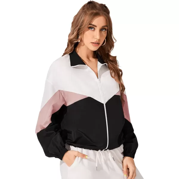 SweatyRocks Women's Casual Lightweight Color Block Bomber Jacket