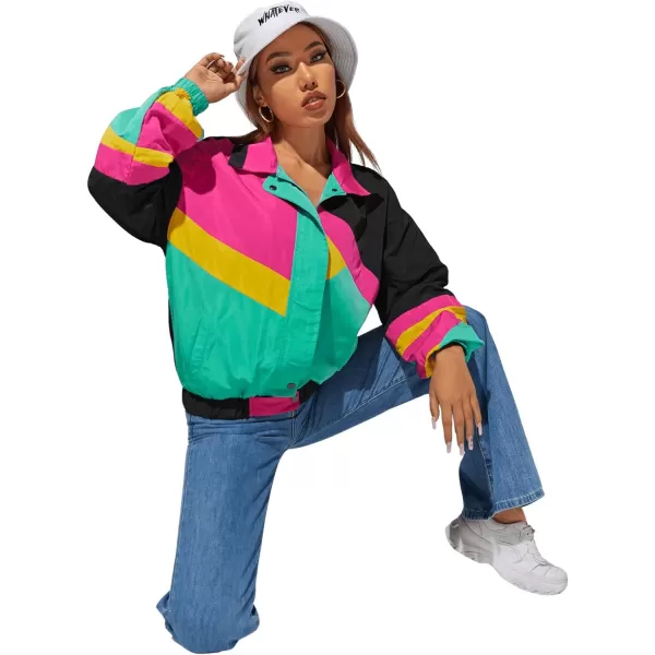 SweatyRocks Women's Casual Lightweight Color Block Bomber Jacket