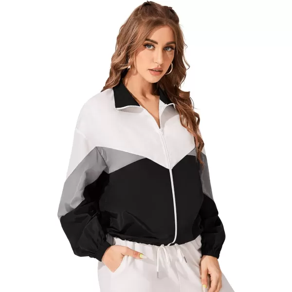 SweatyRocks Women's Casual Lightweight Color Block Bomber Jacket