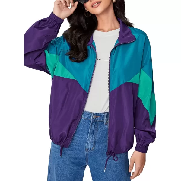 SweatyRocks Women's Casual Lightweight Color Block Bomber Jacket