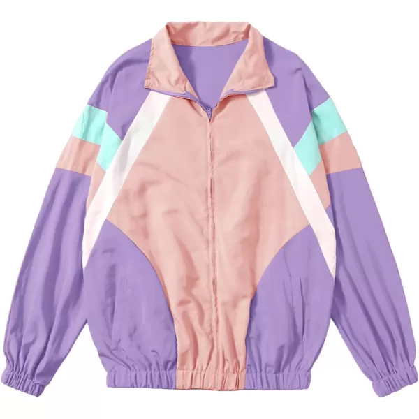 SweatyRocks Women's Casual Lightweight Color Block Bomber Jacket