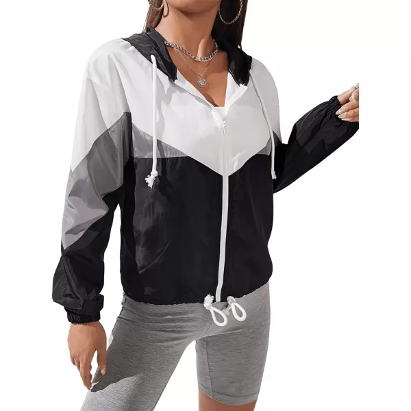 SweatyRocks Women's Casual Lightweight Color Block Bomber Jacket