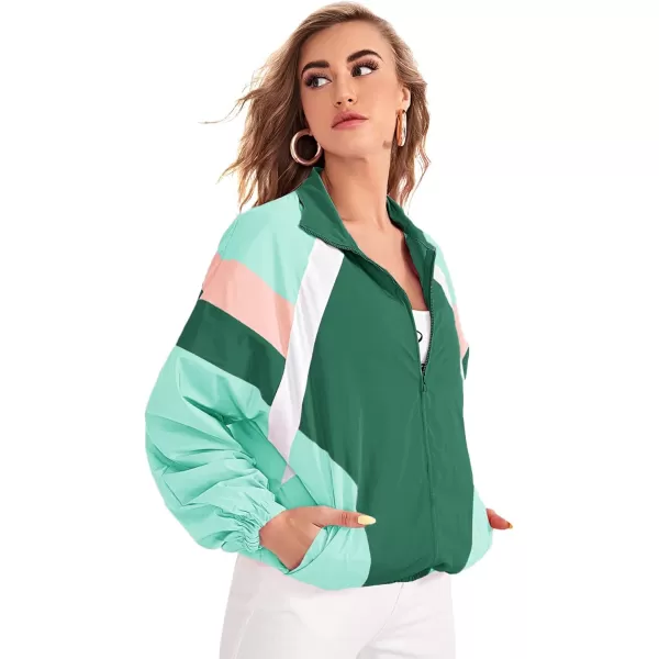 SweatyRocks Women's Casual Lightweight Color Block Bomber Jacket