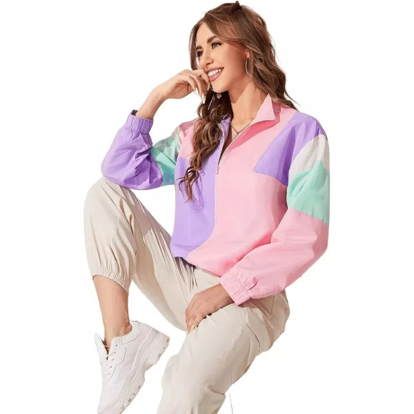 SweatyRocks Women's Casual Lightweight Color Block Bomber Jacket