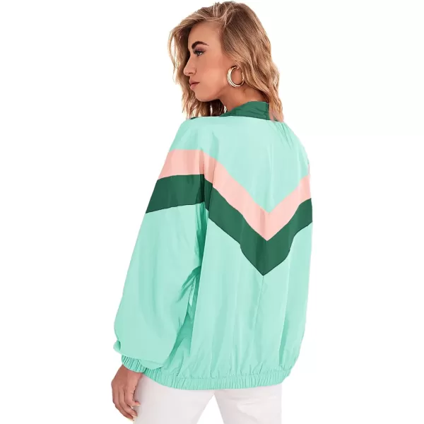 SweatyRocks Women's Casual Lightweight Color Block Bomber Jacket