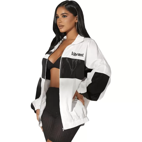 SweatyRocks Women's Casual Lightweight Color Block Bomber Jacket