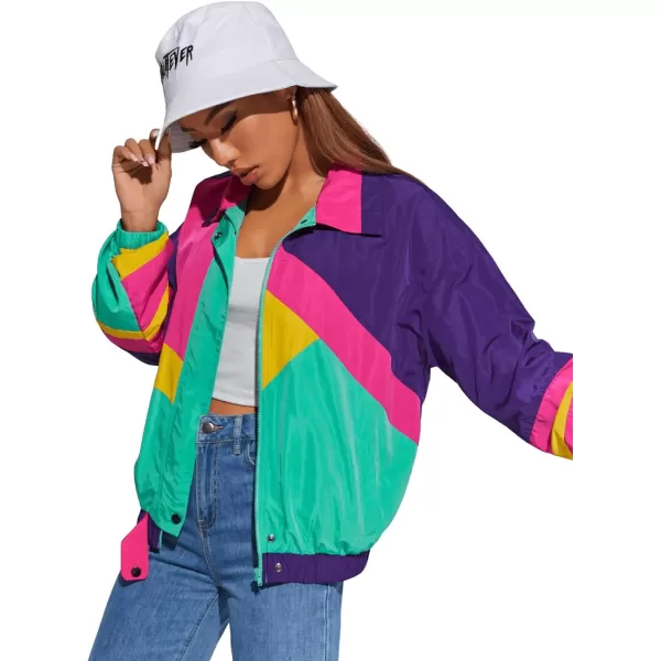 SweatyRocks Women's Casual Lightweight Color Block Bomber Jacket