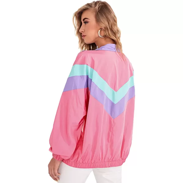 SweatyRocks Women's Casual Lightweight Color Block Bomber Jacket