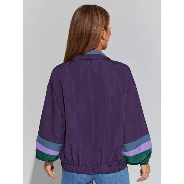 SweatyRocks Women's Casual Lightweight Color Block Bomber Jacket