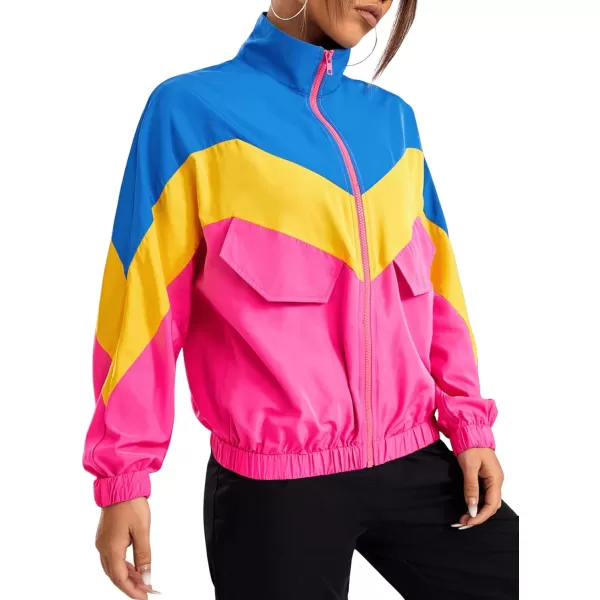 SweatyRocks Women's Casual Lightweight Color Block Bomber Jacket