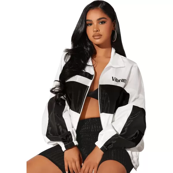 SweatyRocks Women's Casual Lightweight Color Block Bomber Jacket