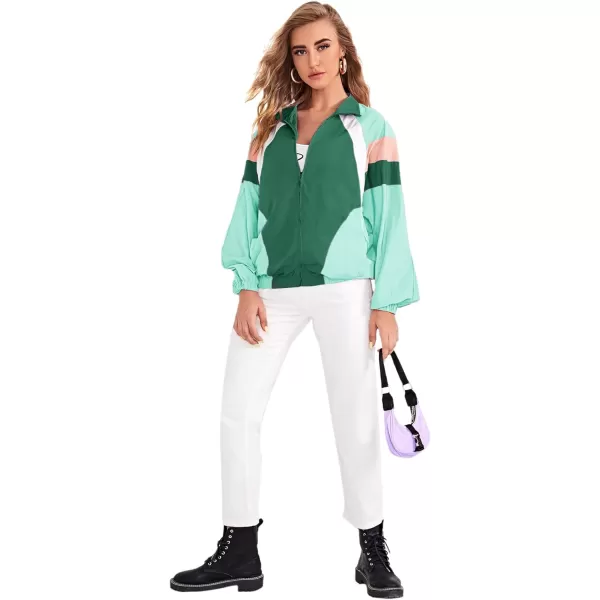 SweatyRocks Women's Casual Lightweight Color Block Bomber Jacket