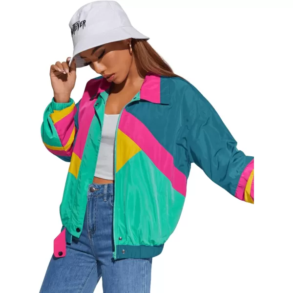SweatyRocks Women's Casual Lightweight Color Block Bomber Jacket
