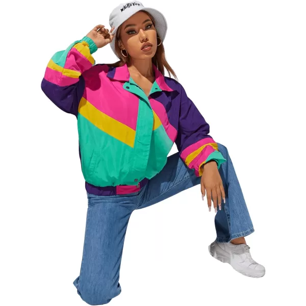 SweatyRocks Women's Casual Lightweight Color Block Bomber Jacket