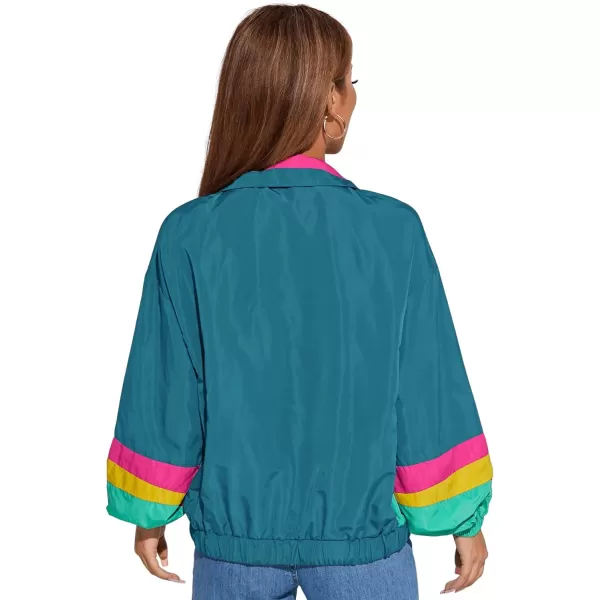 SweatyRocks Women's Casual Lightweight Color Block Bomber Jacket