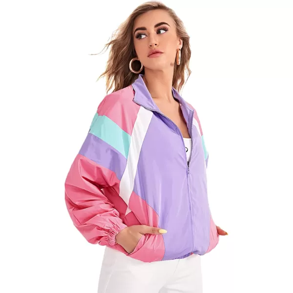 SweatyRocks Women's Casual Lightweight Color Block Bomber Jacket