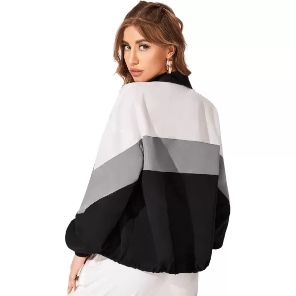 SweatyRocks Women's Casual Lightweight Color Block Bomber Jacket