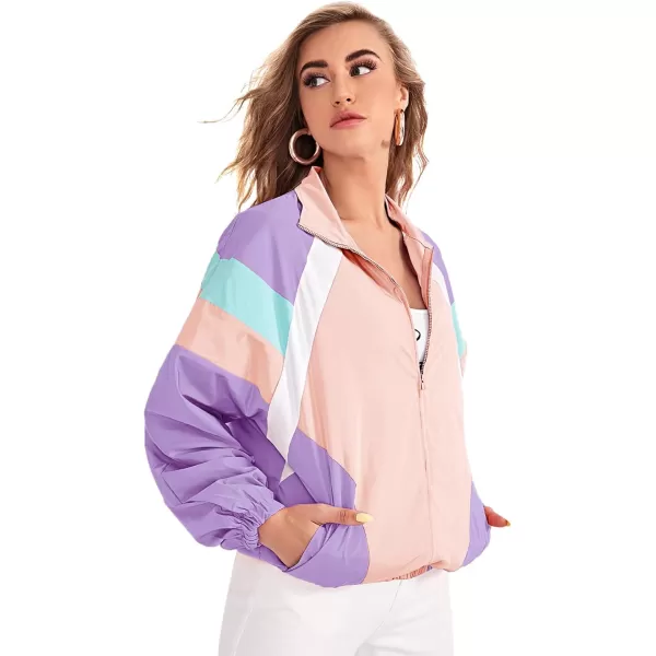 SweatyRocks Women's Casual Lightweight Color Block Bomber Jacket