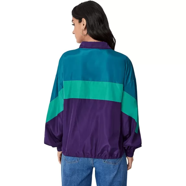 SweatyRocks Women's Casual Lightweight Color Block Bomber Jacket