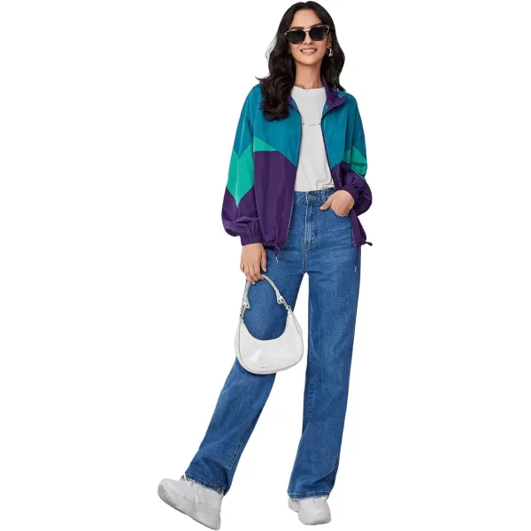 SweatyRocks Women's Casual Lightweight Color Block Bomber Jacket