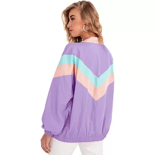 SweatyRocks Women's Casual Lightweight Color Block Bomber Jacket