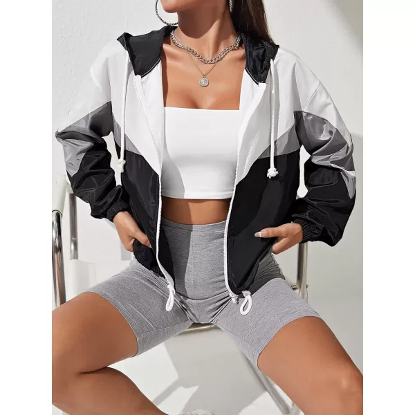 SweatyRocks Women's Casual Lightweight Color Block Bomber Jacket