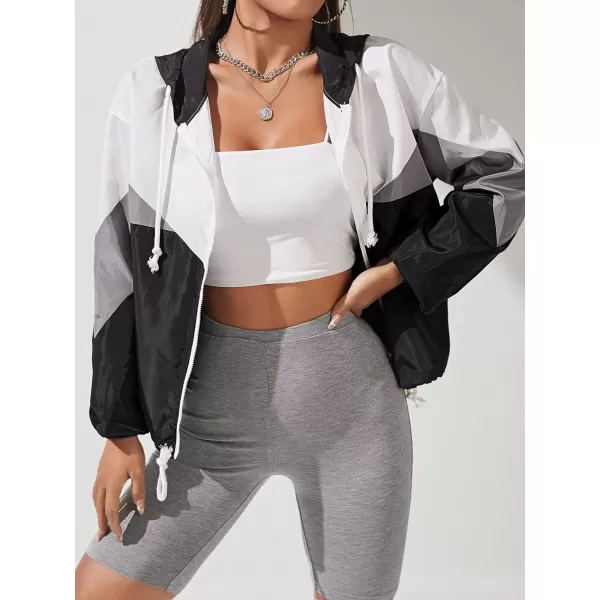 SweatyRocks Women's Casual Lightweight Color Block Bomber Jacket