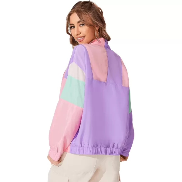 SweatyRocks Women's Casual Lightweight Color Block Bomber Jacket