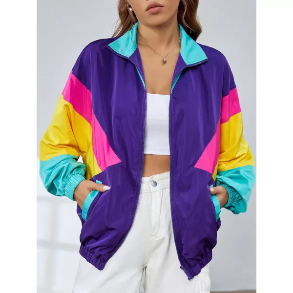 SweatyRocks Women's Casual Lightweight Color Block Bomber Jacket