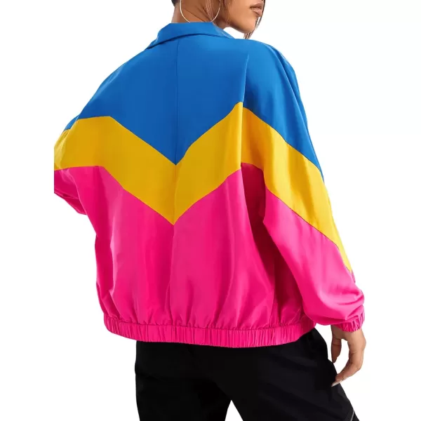 SweatyRocks Women's Casual Lightweight Color Block Bomber Jacket