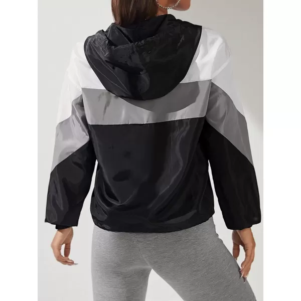 SweatyRocks Women's Casual Lightweight Color Block Bomber Jacket
