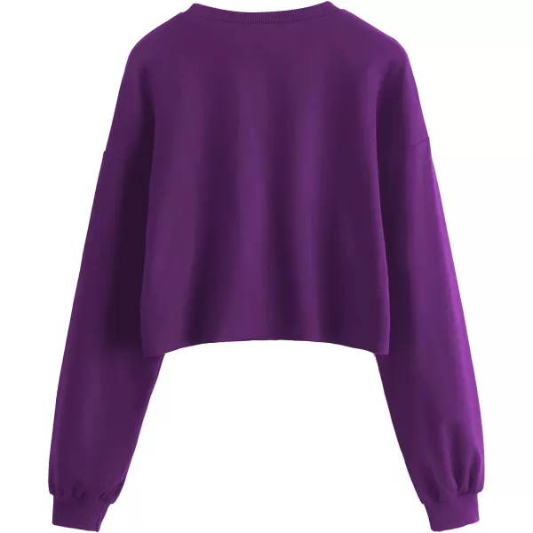 SweatyRocks Women's Casual Long Sleeve Crew Neck Letter Print Crop Top Sweatshirt