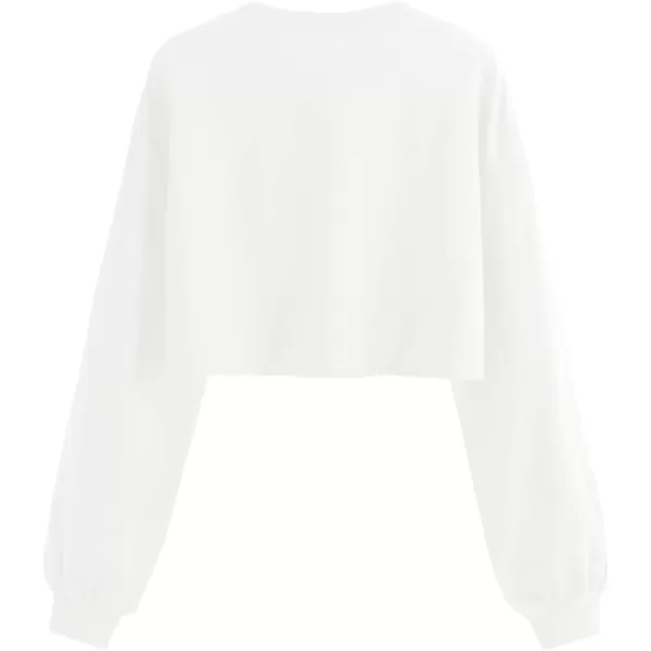 SweatyRocks Women's Casual Long Sleeve Crew Neck Letter Print Crop Top Sweatshirt